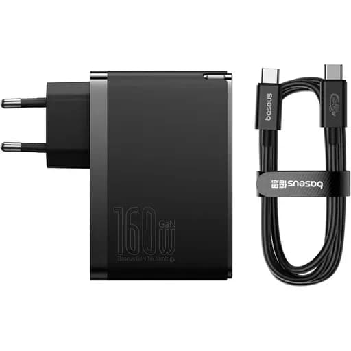 شارژر دیواری فست شارژ 160 وات باسئوس مدل Baseus GaN5 Pro با 2 پورت USB-C، 1 پورت USB-A به همراه کابل USB-C