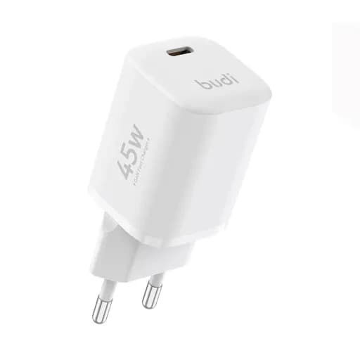 شارژر دیواری فست 45 وات بودی مدل Budi AC020E با یک خروجی USB-C