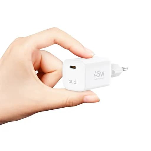 شارژر دیواری فست 45 وات بودی مدل Budi AC020E با یک خروجی USB-C
