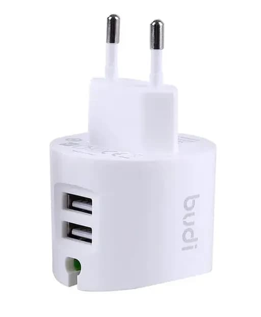 شارژر دیواری 12 وات بودی مدل Budi AC322EW با خروجی USB به همراه کابل USB به لایتنینگ