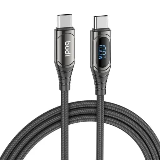 کابل شارژ کنفی ‌USB-C به ‌USB-C بودی مدل Budi DC229TT15B توان 100 وات طول 1.5