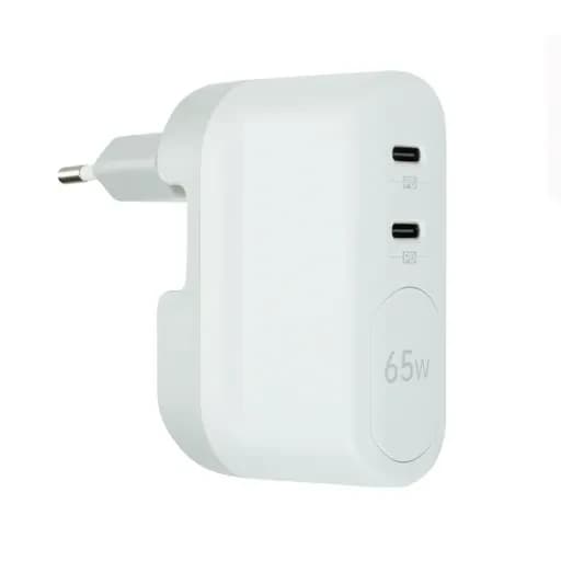 شارژر دیواری 65 وات بودی مدل Budi AC326REW دو پین با دو خروجی USB-C و سری قابل چرخش