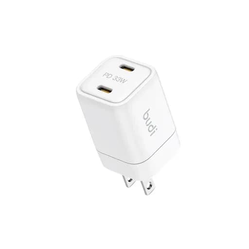 شارژر دیواری 33 وات بودی مدل Budi AC016RSW با دو خروجی USB-C