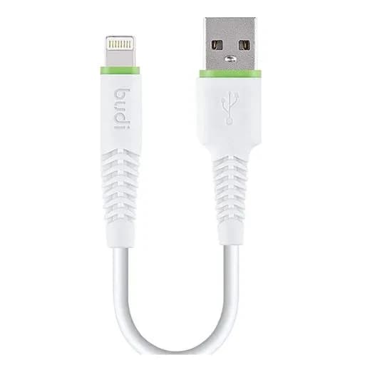 کابل فست شارژ USB به لایتنینگ بودی مدل Budi DC150L02 طول 0.2 متر