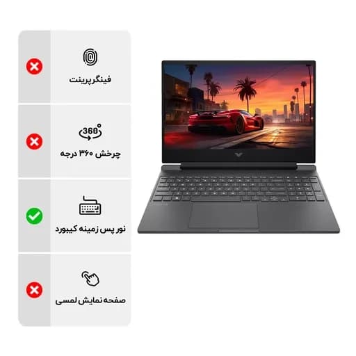 لپ تاپ 15.6 اینچی اچ پی مدل HP Victus Gaming 15 FA2082WM i5 13420H 16GB DDR۴ 512GB SSD 6GB RTX 4050 IPS Win
