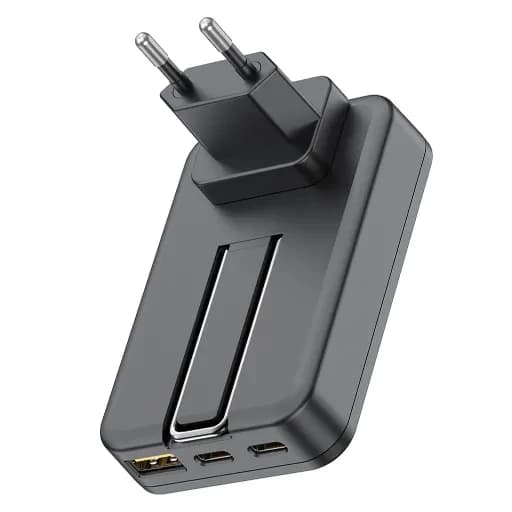شارژر 30 وات بودی مدل Budi AC336WSB با دو خروجی USB-C، یک خروجی USB و شارژر بی سیم