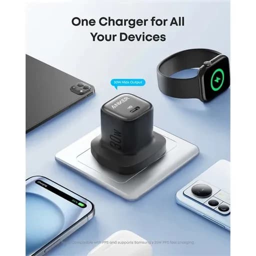 شارژر دیواری 30 وات انکر مدل Anker Zolo Charger A2698 سه پین