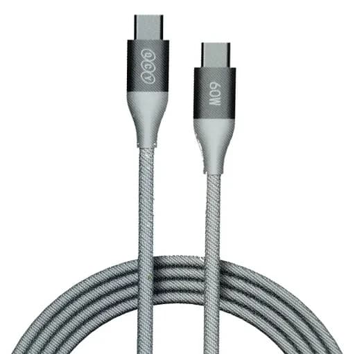کابل شارژ کنفی USB-C به USB-C کیو سی وای مدل QCY DC21 توان 60 وات طول 1.2 متر