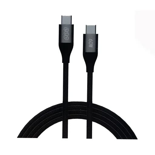 کابل شارژ کنفی USB-C به USB-C کیو سی وای مدل QCY DC21 توان 60 وات طول 1.2 متر