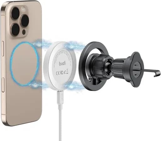 شارژر بی سیم و نگهدارنده موبایل بودی 15 وات مدل Budi WL3700XW به همراه کابل USB-C